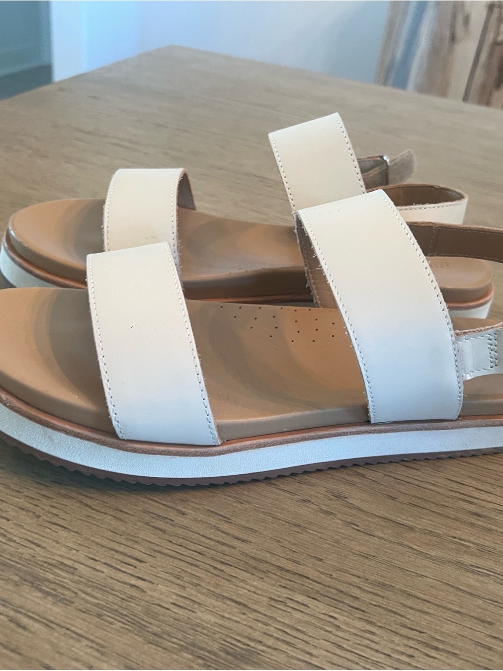 Nisolo Flat Form Double-Strap Slide Sandals - Bone - Size 10